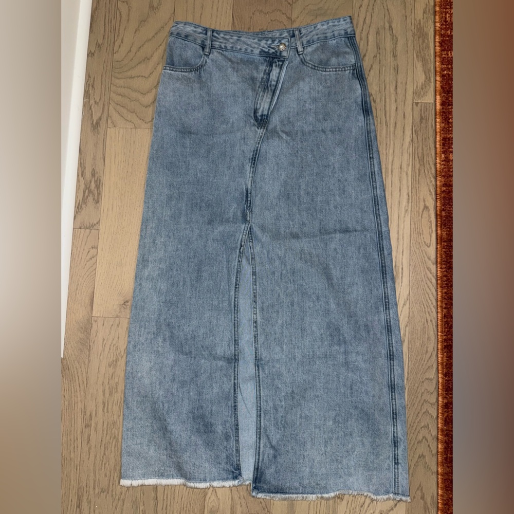 Chaser asymmetrical waist denim maxi with slit